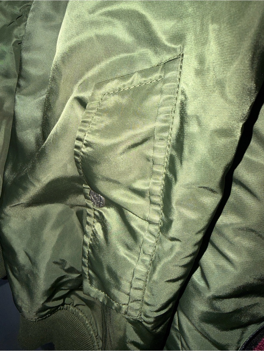 Utility Patch Bomber Jacket with Faux Fur Collar - Olive - Picture 6 of 10